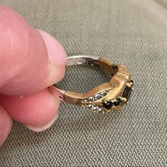 Gold Sterling Silver Vintage Sapphire Vintage SIZE 7 - Picture 17 of 17